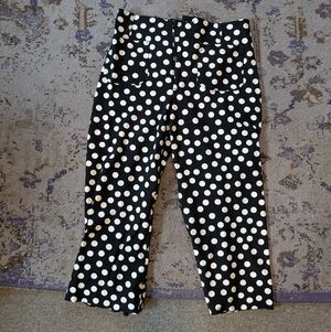 Maeve (Anthropologie) Colette Black & White Polka Dot Wide Leg Pants — 34